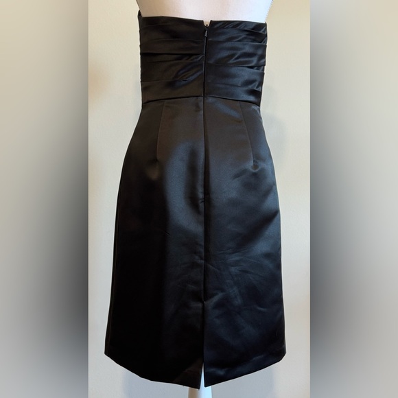 NEW Bill Levkoff Black Satin Strapless Cocktail Party Evening Prom Dress Size 6 - Picture 3 of 9